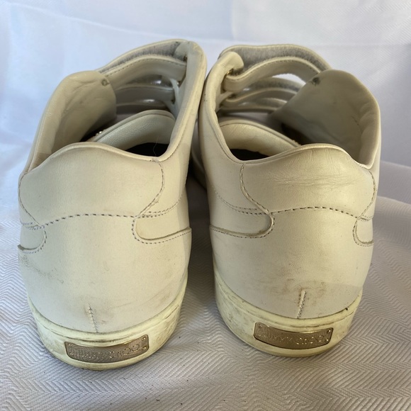 Jimmy Choo White Leather Velcro Sneakers Size 9 - Picture 3 of 5